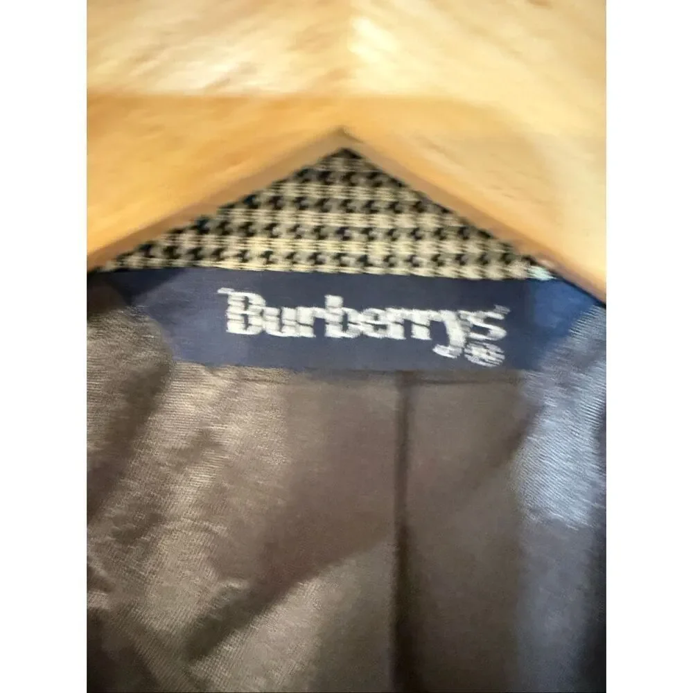 Vintage Burberrys Men's Size 41 Sportscoat Blazer Jacket Black Houndstooth Plaid